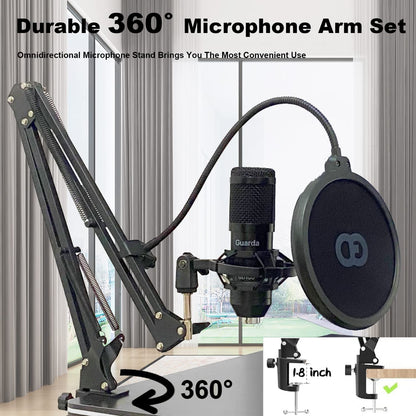 Studio Condenser USB Microphone Computer PC Microphone Kit with Adjustable Scissor Arm Stand Shock Mount, for PC Computer Recording Podcasting Youtube Karaoke Gaming Streaming Teaching Guarda GD100