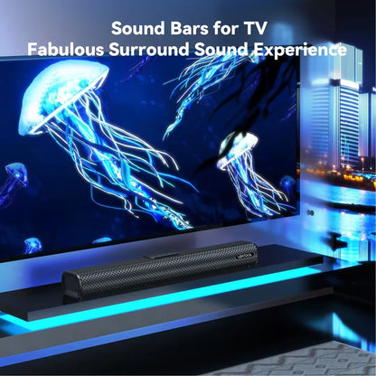 2.1Ch Sound Bars for TV, Soundbar with Subwoofer, Wired & Wireless Bluetooth 5.0 3D Surround Speakers, Optical/Hdmi/Aux/Rca/Usb Connection, Wall Mountable, Remote Control