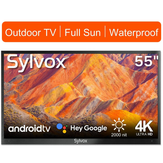 55 Inch Full Sun Outdoor TV Android Smart Outdoor TV 2000 Nits 4K UHD IP55 Weatherproof Outdoor TV with Voice Control & Chromecast (Pool Pro Series)